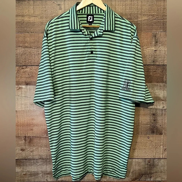 FootJoy Men’s size XL Green & Gray Striped Golf Polo performance shirt - Picture 1 of 7